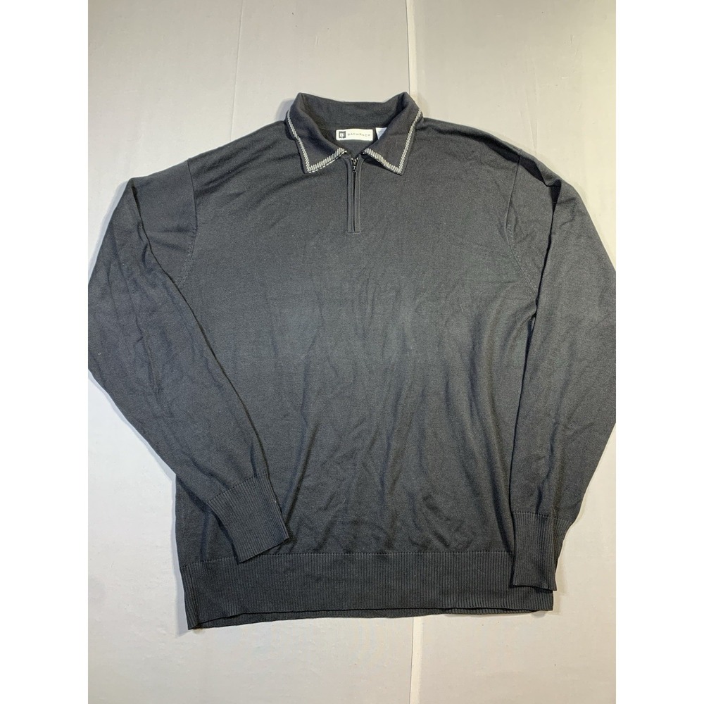 BACHRACH Sweater Men's XL Black 1/4 Zip‎ Polo Collar Vintage